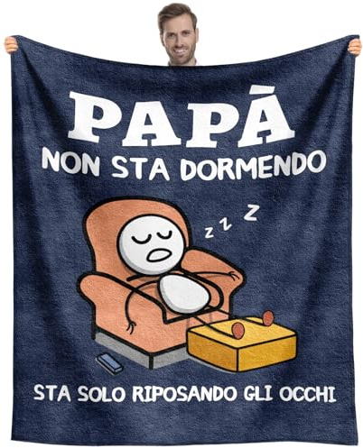 SDOES Regalo Papà, Regalo Festa del Papà, Regali Papa Compleanno Coperta, Regali per Papa da Figlia e Figlio 130 x 150 cm