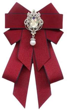 KiBcsLic Spilla con Fiocco, Spilla Da Cravatta, Papillon con Fiocco, Cravatta Da Donna, Camicia con Fiocco per Studenti, Rosso