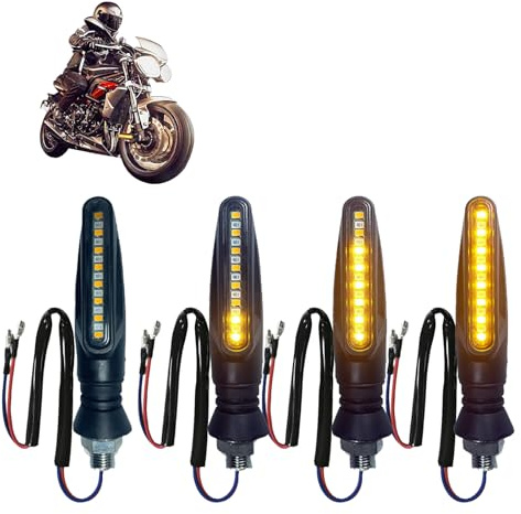 GaxmLou 4 Pcs Intermitentes Moto Led, Intermitentes Universales para Motocicleta, Ciclomotor y Quad, Luz de Señal de Giro LED con Efecto Secuencial Resistente al Agua y de Larga Duración