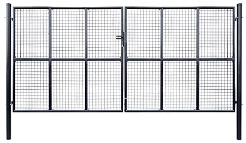 vidaXL Gitter-Gartentor Verzinkter Stahl 415 x 175 cm Grau
