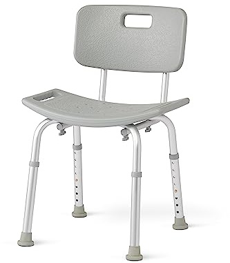 Medline Bath Chair, Bench, Seat, Stool for Disabled, Seniors & Elderly Bathroom Transfer Inside Shower/Tub/Bathtub – 400 Lbs. Capacity, Gray