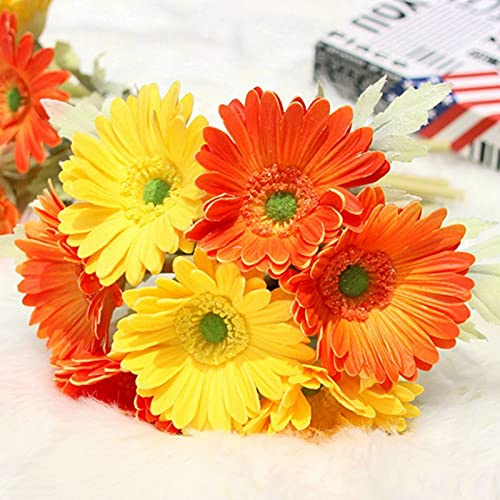 Kuppn 7 st konstgjorda latex gerbera tusenskönor flowers, verklig touch latex siden konstgjord falsk plast tusensköna krysantemum blommor sol krysantemum 30 cm PU för hem kök bröllopsdekorationer
