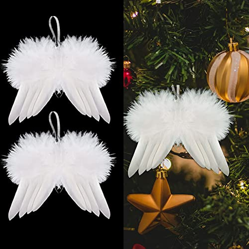 ToBeIT 10 alas de ángel, plumas y alas de ángel, colgante para árbol de Navidad, decoración vintage, plumas para colgar (14 x 16 cm)