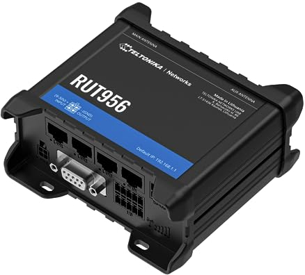 Teltonika RUT956 Industrial Router, 4G Cat 4, 3G, 2G Wi-Fi, Dual SIM, 10/100 Ethernet, GPS, Secure VPN, Multiple I/Os, RS232, RS485