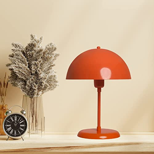 bamyum Lipeo Pilz Lampe Orange, Tischleuchte mit Kabel, Pilz Lampe Metall Ø26cm Nachttischlampe, Tischlampe Retro, Table Lamp, Pilzlampen Wohnzimmer