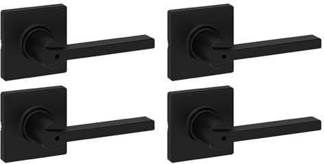 Kwikset Casey Square Bed/Bath Lever in Matte Black (4-Pack)
