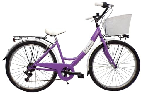Cicli Tessari - bicicletta donna bici da passeggio city bike 26'' cambio 6 velocita' (viola)