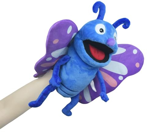 lilizzhoumax Schmetterling Handpuppe Kuscheltier Tier Kawaii Niedliches Rollenspiel interaktives Früherziehungsspielzeug für Kinder Geschenk für Kinder Jungen Mädchen perfekt für Puppentheater