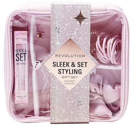 Revolution Hair Sleek & Set Styling Gift Set - All-In-One Styling Kit With Clips, Ties, Gel & More