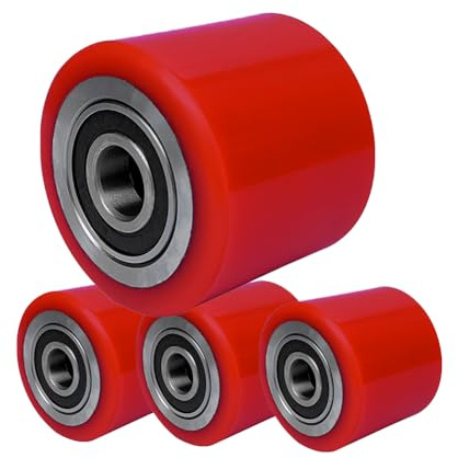 4 PCS Rueda para transpaleta Rodillo 80×60mm (Dia 80mm, ancho 60mm) Alta resistencia Ruedas PU Rodillo de carga Doble rodamiento Diámetro 20mm para patín de carga pesada