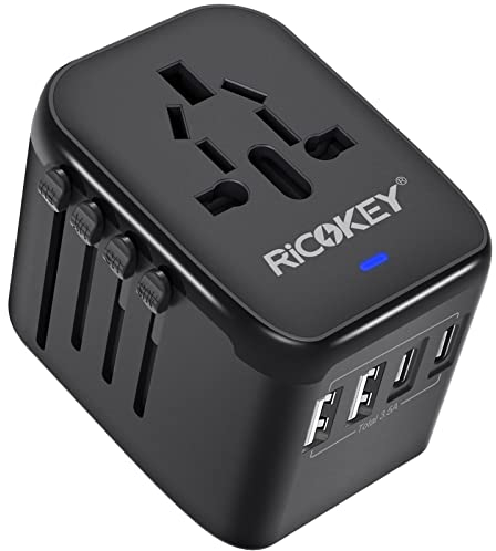 Reiseadapter Weltweit Universal Reisestecker mit 2 USB und 2 USB C Internationaler Steckdosenadapter Travel Adapter Stecker Weltweit für Deutschland USA England Australien Typ A/G/C/I
