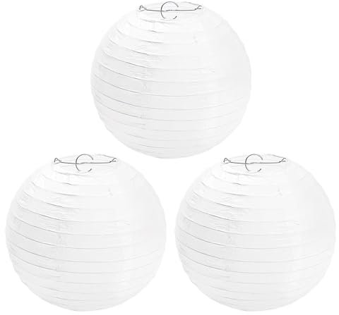 3 Pieces White Round Lantern Lampshade, Hanging Lamp, Paper Watch, Wedding Decorations, Party Props Supplies
