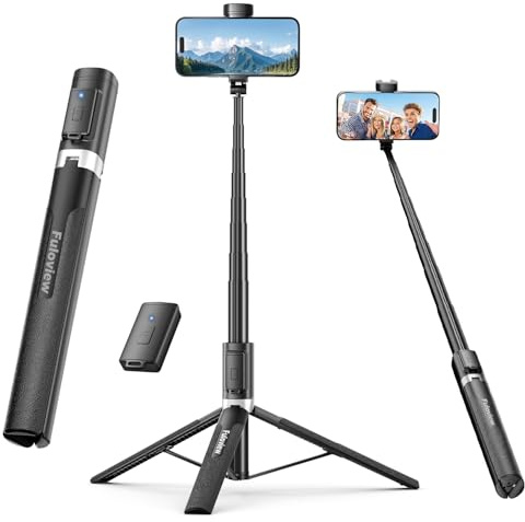 Selfie Stick Travel Tripod for iPhone Wireless Remote for Selfies, Extendable Selfie Stick for iPhone, iPhoneTripod for Video Recording, 60 inch, Black