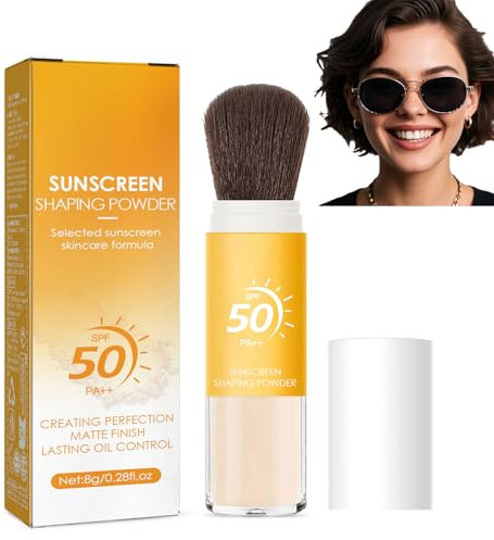 Mineral Sunscreen Setting Powder For Face &Scalp Spf 50, Powder Sunscreen For Makeup Oil Control, Reef Safe Mineral Powders Brush, Sun Protection For Women And Girls