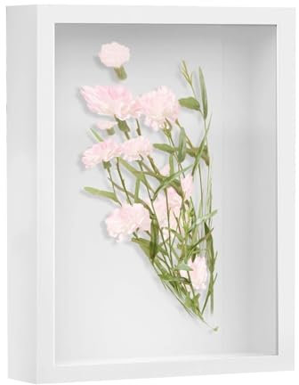 NOOGUI - Cornice Profonda - Legno Bianco -2 1x30 cm - Cornice 3D per Fiori Secchi, Foglie o Ricordi - Quadro Fotografico Profondo con Fondo per Oggetti - Decorazione Verticale e Orizzontale