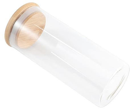 VERDANVERSE Barattolo Vetro Trasparente con Ermetico Bamboo Contenitore per Conservare Tè Sfuso e Spezie Vasetto per Alimenti Secchi