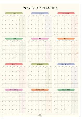 Good Tuesday - Monthly View Grid Wall Planner Undated, A1 Portrait - 100% Recycled Paper, UK Made