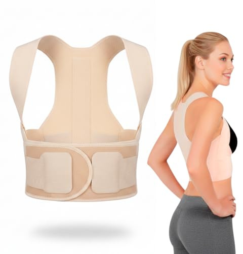 Comfortisse Posture Secret - Correttore di postura Unisex | Fascia posturale spalle e schiena | Invisibile | Strisce regolabili | Raddrizza spalle | Migliora la postura istantanea