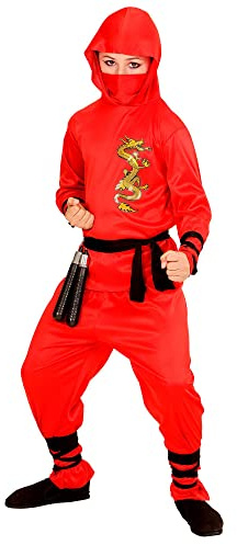 W WIDMANN MILANO Party Fashion – Barndräkt Red Dragon Ninja, krigare, samuraj, karnevalkostym