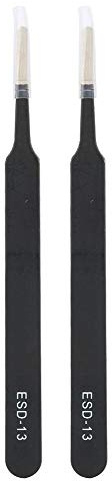 2PCS ESD-13 Antistatisk precisionspincett, 4,7 tums pincett med platt spets Rostfritt stålpincett Underhållssats Elektronikreparationsverktyg (KGX-13)