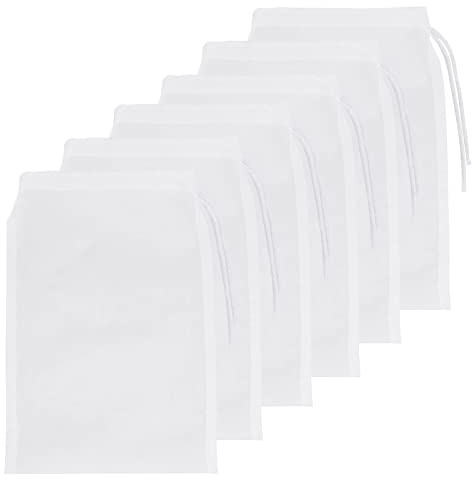 Molain Aquarium Filter Bags, Fish Tank Media Mesh Filter Bag High Flow Fine Mesh Net with Plastic Zipper for Fish Tank Bio Balls, Pelletized Carbon (9x5Inch) White 6Pcs