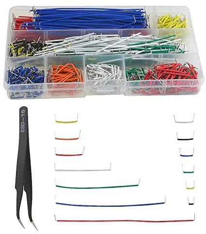 BGTXINGI 560Pcs 8 Colors 14 Kinds 2.54mm Jumpers Wire Kit Breadboard Circuit Board Jumpers Wire PVC Soldering Double-end Tinning Connector Cable(PCB Jump Circuit Board Cable Wire Set) with a Tweezer