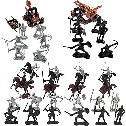 Fycooler 45pcs Toy Knight & Horses Soldier Toys Army Men Action Figures, Medieval Cavalry Soldiers Figures Toys for Kids Learning Historical Warfare, Role-playing Playset for Kids Gifts