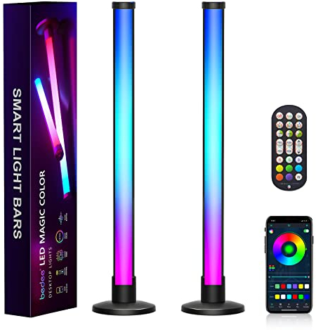 bedee Smart LED Lightbar, 42cm RGB Ambient Lampe mit Multi-Modi und Musik Sync, TV Hintergrundbeleuchtung Lights, Dimmbare Leuchte mit fernbedienung für Gaming, PC, Deko, 2er Pack