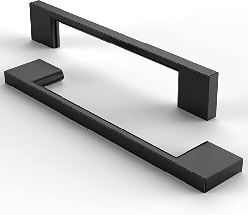 FURNIWARE 5 Stück Möbelgriffe Schrankgriffe Küchengriffe Griffe Schwarz Schubladengriffe 128mm lochabstand -Matt Schwarz Edelstahl Gebürstethe