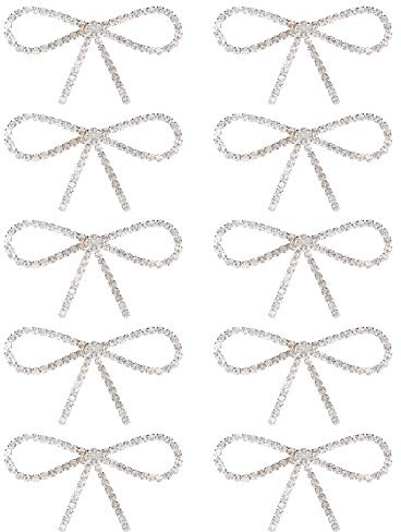 TOPINCN Diamond Rhinestone Bow Accessories Broches Claw Diamonds Bows Brooch Boutiques Chain Pin Gowns Rhinestones Trim Embellishments