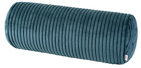beties HYggelig No.2 Samt Block Cord Nackenrollen Bezug ca. 15x40 cm Nackenrollen-Hülle in Raumausstatter Qualität aus deutschem Unternehmen (Nord-blau)