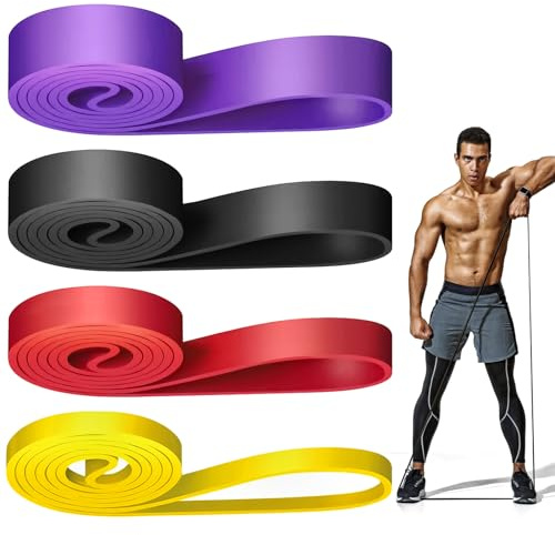 WuGU Bande Elastique Musculation (Lot de 4) - 4 Niveaux de Résistance pour Sport, Pilates, Yoga - Homme & Femme