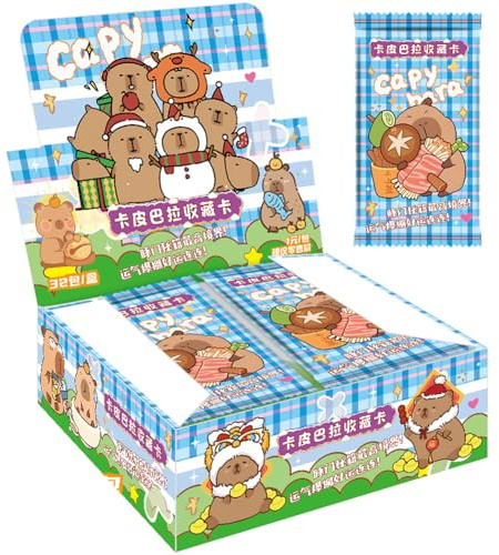 FPAEHRY Capybara Cards 160PCS/32 Pack Capybara Trading Cards, Capybara Photocards Collectable, Playing Foil Piece Card Deck Box Ultra Rare UR/SD/TSR/SSR/SR/R Cards for Collectors Children