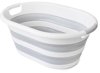 Seamarkt 25 L Faltbarer Wäschekorb, Collabsible Laundry Basket, BPA-FREI, Langlebig, Tragbar, Grau