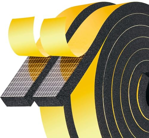 Self Adhesive Draught Excluder Foam Tape 25mm(W) x 10mm(T) Window Door Weather Stripping Tape Seals for Gap Seal,2 Rolls, Total 4M Long Black