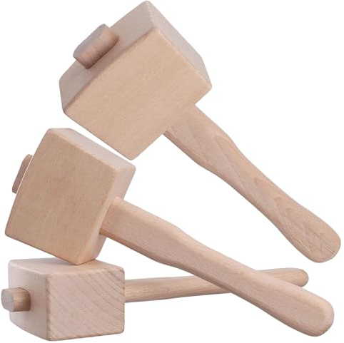HOIGON 3PCS Wooden Mallet, 9.5Inches Ice Hammer Mallet, Beech Solid Wood Carpenter Hammer for Woodworking Tool