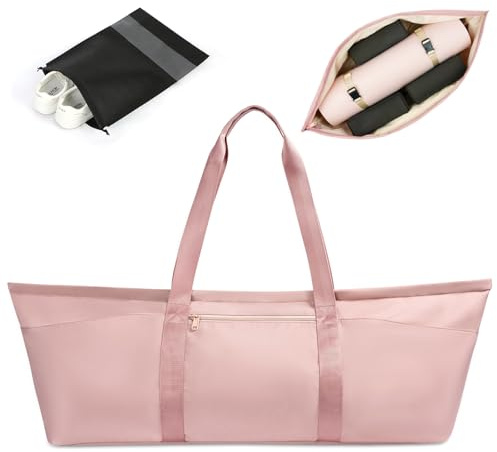 Aucuu Grande Borsa da Yoga Donna, Borsa per Tappetino Yoga, Borsa Yoga Porta Tappetino, con Borsa per Scarpe e Scomparto Bagnato, Sacca Tappetino Yoga, per Pilates, Fitness, Sport, Ginnastica