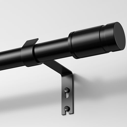 TRAROD Black Curtain Pole for Windows, 81-236 cm Curtain Poles Set with Brackets and Finials, 16mm Diamete Metal Window Curtain Rod, Easy Install Decorative Curtain Pole for Bedroom, Living Room