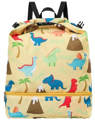 CALLYSONIC Schwimmtasche Kinder, Nasser und Trockener Sporttasche Kinder, wasserdichte Schwimmrucksack, Badetasche mit Trennung Schuhfach für Mädchen und Jungen (Gelb-V)