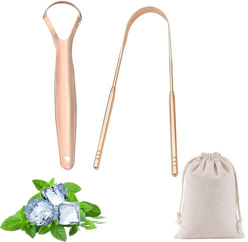 Zungenschaber Set 3 Teile, Zungenreiniger Edelstahl Rosegold, Zungenschaber Für Mundhygiene, Zungenbürste Für Frischen Atem, Mit Tragetasche Ideal Für Reisen