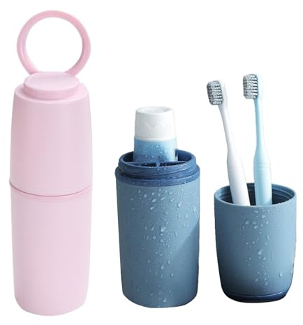 Travel Toothbrush Holder, Tooth Brush Travel Case Mouth Rinse Cups, Storage Containers Box for Men Women Kids Hotel Business Trip Camping Vacation RV Outdoor