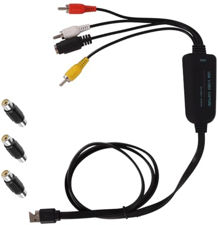 Gutol VHS till digital omvandlare, USB-videoinspelningskort AV-signal till USB Konvertera VHS, Mini DV, Hi8, DVD och VCR till Digital