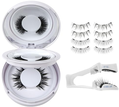 BUTBU 2Pezzi Ciglia Magnetiche, Ciglia Magnetiche Naturali, Non c'è bisogno di Colla, Riutilizzabili con Applicatore, Look Naturale, Facile da Indossare e Rimuovere