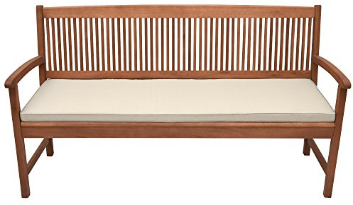 Beautissu Base BK Colchonetas para Bancos Cojines para Bancos con Costura de Rombos - comodísmo y desenfundable - Colchón para Banco de jardín 180x48x5cm Natural