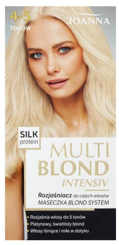 Joanna Professional Multi Blond Intensiv Aufheller für Gesamte Haar - Hellt das Haar um 4-5 Töne auf - Enthält Seidenproteinextrakt und Blond System Maske - Schützt das Haar Während der Behandlung