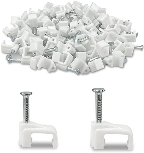 Gulaey 100 stycken platta plastklämmor för Ethernet- och internetkablar kategori 5 5e/6 6a/7 | Cat.5 Cat.6 Cat.6a RJ11 RJ45 vit 6 mm