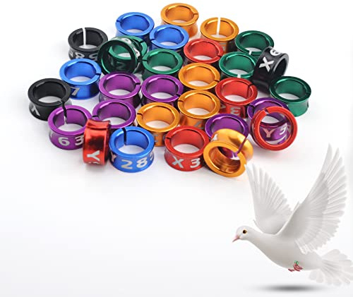 PFCKE Open Bird Leg Rings Split Bird Leg Rings Aluminum Split Bird Leg Rings Ldentifying Pigeons Training Rings Hibiscus Birds, Parrots, Peonies, Doves, etc. Mixed Colors 50 PCS Per Pack