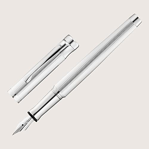 WaldMann TANGO Füllfederhalter mit Edelstahlfeder EF feines Linien-Design Silber Federstärke auswählen Extra Fein (EF)