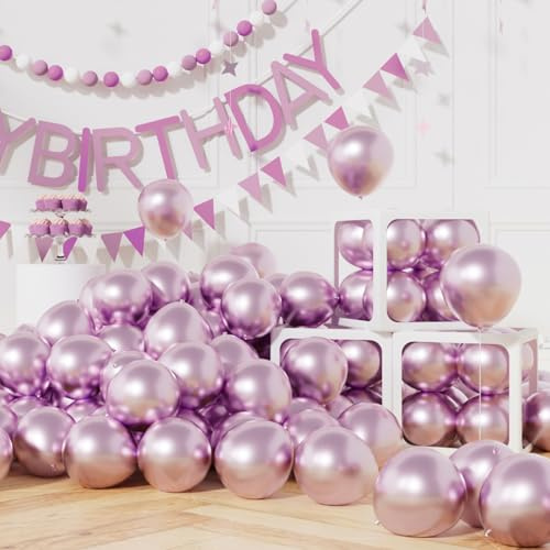 AULE Palloncini Piccoli Lilla: 50 Pezzi 13 cm Lavanda Palloncini Metallizzati Piccoli Palloncino Cromati Lilla Lucido in Lattice per Compleanno Baby Shower Matrimoni San Valentino Decorazioni