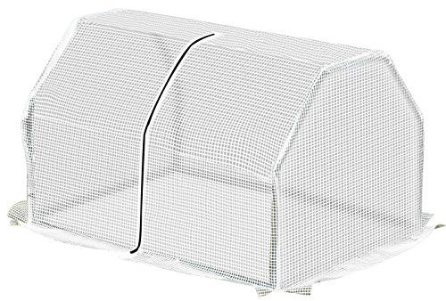 Outsunny Mini Serra da Giardino e Balcone in Plastica PE e Acciaio con Chiusura a Zip, 99x71x60 cm, Bianco Trasparente